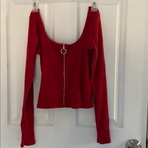 Hollister Red off shoulder long sleeve